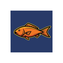 Vibrant Orange Fish Artwork. Stylized golden aquatic creature against a deep blue background. This cheerful animal symbolizes abundance, good fortune, and fluidity.