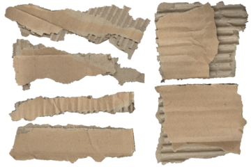 Torn cardboard pieces – ripped paper, clean cutout isolated on transparent background