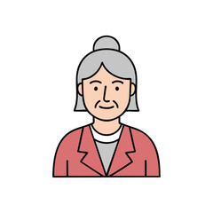 Elderly Woman Portrait Illustration. A vibrant digital depiction of a kind senior lady. Her serene gaze suggests a lifetime of stories and warmth, embodying wisdom.