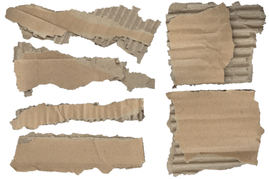 Torn cardboard pieces – ripped paper, clean cutout isolated on transparent background - Powered by Adobe