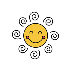 Joyful Smiley Face Design. This cheerful yellow icon radiates pure happiness. Its wide grin and rosy cheeks on a dark background symbolize good vibes and positive emotions.
