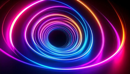Abstract neon spiral tunnel