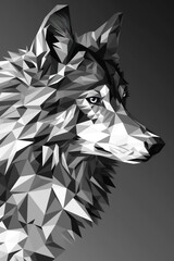 Gray wolf, polygon style portrait