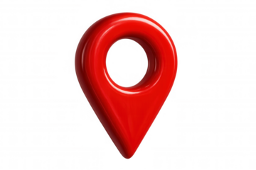 Red location pin pointing global position on transparent background, perfect for travel and navigation concepts