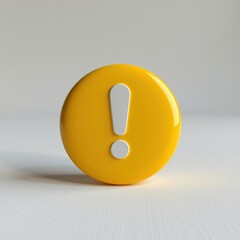 Bright Yellow Badge with Exclamation Mark White Background