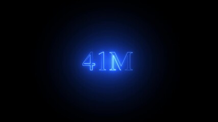 Abstract Glowing Neon Light 41Millions Letter Icon Animation.41 Million achievement for social media videos 4k video animation