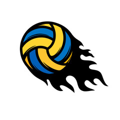 Volleyball icon with a fire design illustration. Volleyball logo vector design. Volleyball icon simple sign. Ball icons