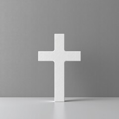 Naklejka premium White Cross Gray Background