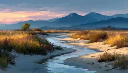 Fototapeta premium Mountain Stream at Dusk