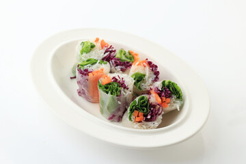 Vietnam Spring Roll on White Oval Plate
