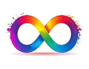 Rainbow Infinity Symbol, Digital Painting, White Background