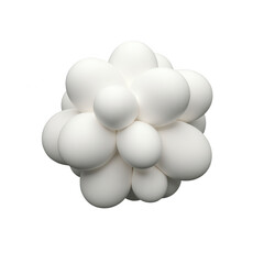 A cluster of softly rounded, white, sculpted forms, resembling a cloud or a collection of bubbles, against a pure black backdrop.
