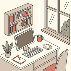 Remote work home office setup vector