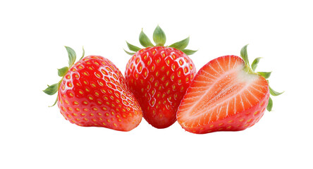 Fresh Red Strawberries, Ripe Fruit, Healthy Food, Closeup Studio Shot