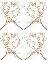Fototapeta premium Peach Blossom Branch Repeat Pattern Design