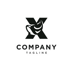 Obraz premium Letter X Orca Whale Logo Icon Vector