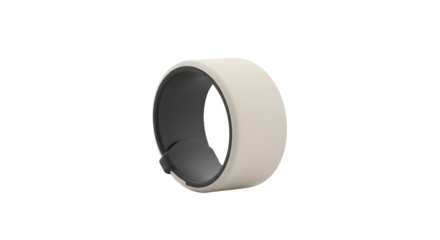 White modern smart wristband with black screen isolated on white background, ideal for fitness tracking and health monitoring