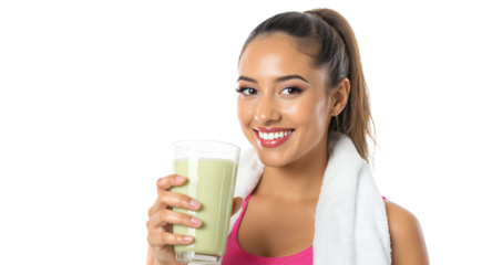 Healthy Lifestyle Woman Enjoying Green Smoothie After Workout