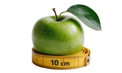 Healthy Eating and Dieting Concept Green Apple with a Measuring Tape