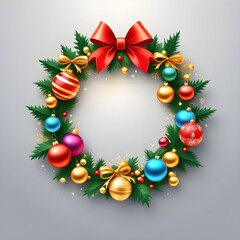 Modern Christmas Wreath with Colorful Ornaments