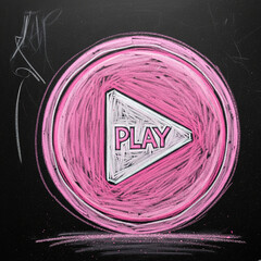 Crayon Play Button Illustration. An Illustration of a Pink Play Button Resembling a Hand-drawn Sketch with Crayons. Media, Playback, Video, Music, Hand-drawn, Design, Art.
