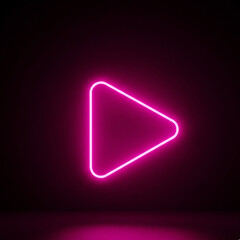 Neon Pink Play Button Illustration. Neon Pink Play Button Glowing Against a Dark Background. Media, Playback, Video, Music, Neon, Light, Technology.
