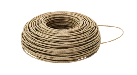 Spool of beige twine rope isolated on white background, perfect for crafts and packaging