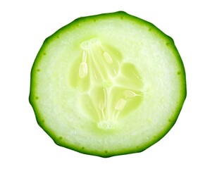 Cucumber Slice, Closeup, White Background