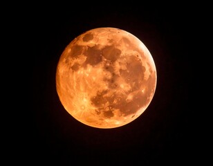 Obraz premium Night Sky Full Orange Moon Photography (1)