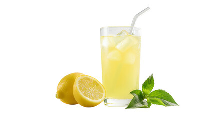 Refreshing Citrus Beverage with Ice and Garnish