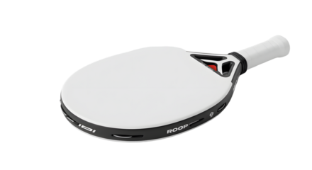 Modern pickleball paddle with sleek design isolated on white background, ideal for sports equipment and outdoor activities