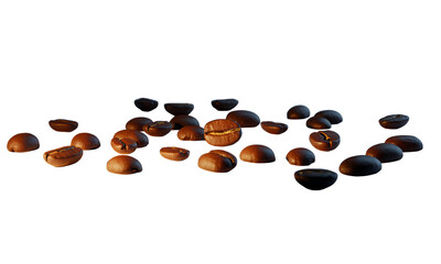 Roasted Coffee Beans on White Surface with Dramatic Lighting