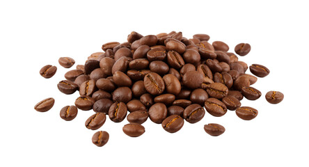 Naklejka premium Roasted Coffee Beans, Close-up Studio Shot, Brown Coffee Beans Pile, Aromatic Coffee, Caffeine Beverage Ingredient, Coffee Shop Menu, 