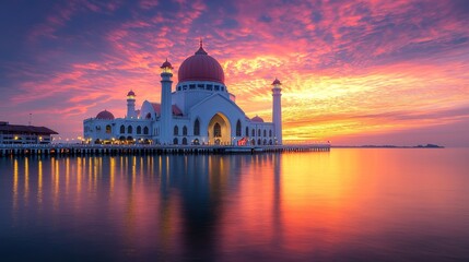 Rare Moment during Epic Sunrise at Straits Mosque