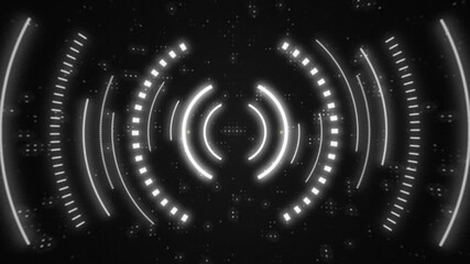 A high tech futuristic HUD interface animation featuring digital target scanning with glowing neon light effects in a seamless loop