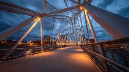 Fototapeta premium Modern pedestrian bridge at night