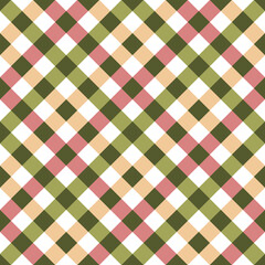 Seamless plaid pattern featuring brightly colored cross-stitched yarns, designed for textiles, delicates, curtains and swaddling.