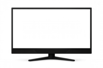 Realistic black computer monitor with transparent screen showing checkered background, perfect for showcasing designs or presentations