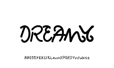 Black doodle english latin abc alphabet font with digits and symbols handwritten A to Z collection. Vector illustration