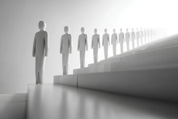 Monochrome Progress Queue on Staircase &mdash; Minimal Business Concept