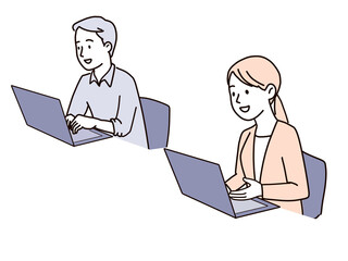 リモートで仕事をするビジネスパーソン