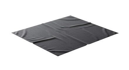 Black cloth fabric textile with folds and textures isolated on white background, useful for design and fashion projects