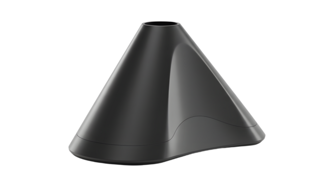 Black modern wireless router with sleek design and antennas on white background, technology and internet concept