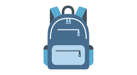 Blue backpack vector illustration for school supplies, travel essentials, outdoor adventure, student life, and promotional graphics