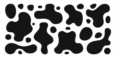Black irregular organic shapes on a white background abstract pattern vector illustration