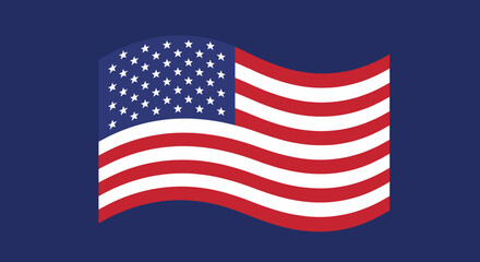 Fototapeta premium Vector American Flag Waving Flat Illustration