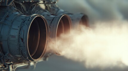 Powerful rocket engines expelling exhaust