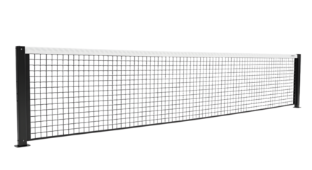 Black tennis net isolated on white background, sports equipment for tennis courts and play