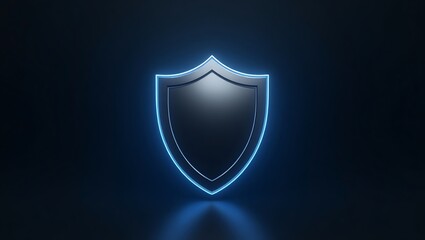 Modern digital security shield with a radiant blue glow, symbolizing advanced cybersecurity, data protection, and online safety for technological environments
