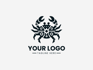 Obraz premium Mechanical steampunk crab with automotive parts and Victorian era details vector logo